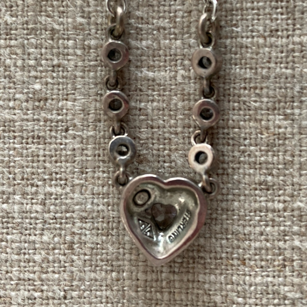Judith Jack 925 Sterling Silver Heart Marcasite 16.5 in Necklace - Picture 5 of 5